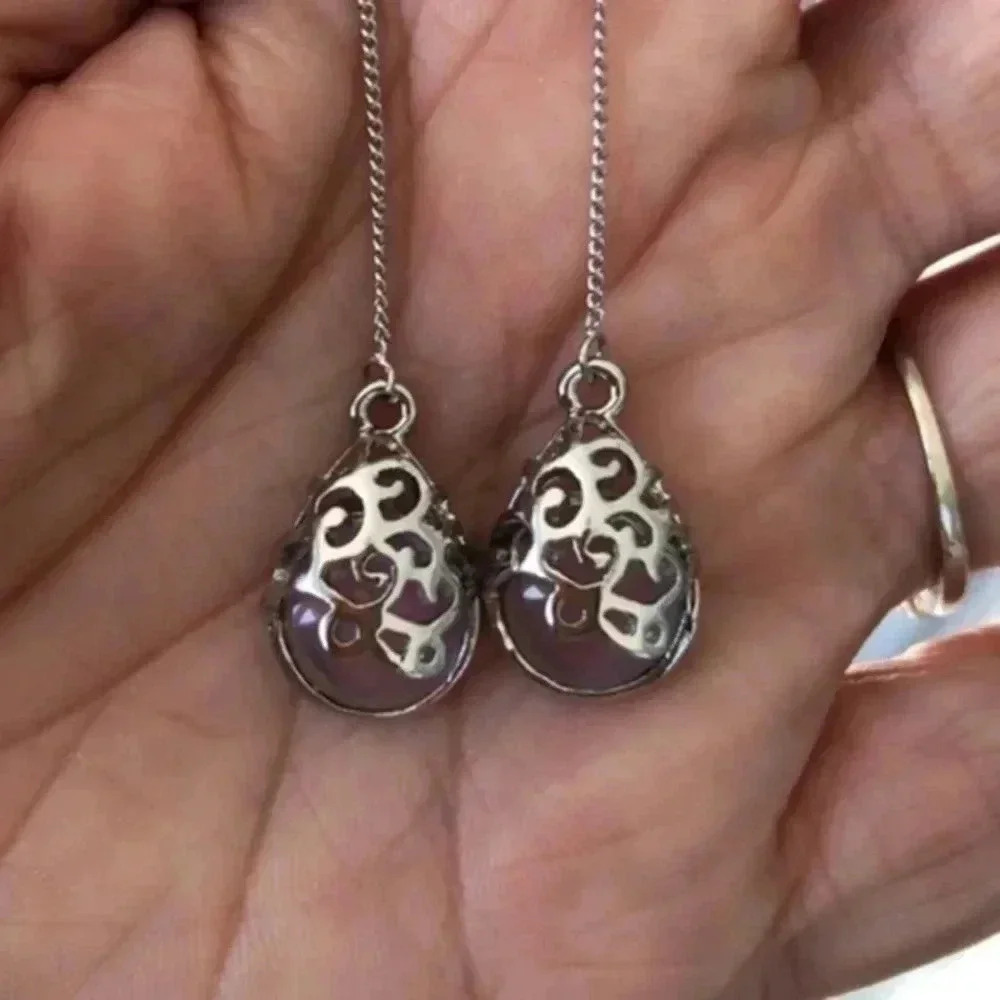 3 for $25/ Pink Teardrop Silver Tone Pearl Threader Earrings NWT